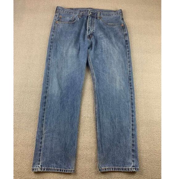 Levi's 505 Men's Jeans Size 35x30 Blue Denim Medium Wash Cotton Casual Straight - Picture 1 of 12